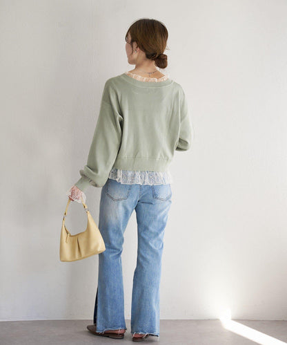 蕾絲拼接 針織上衣 B款