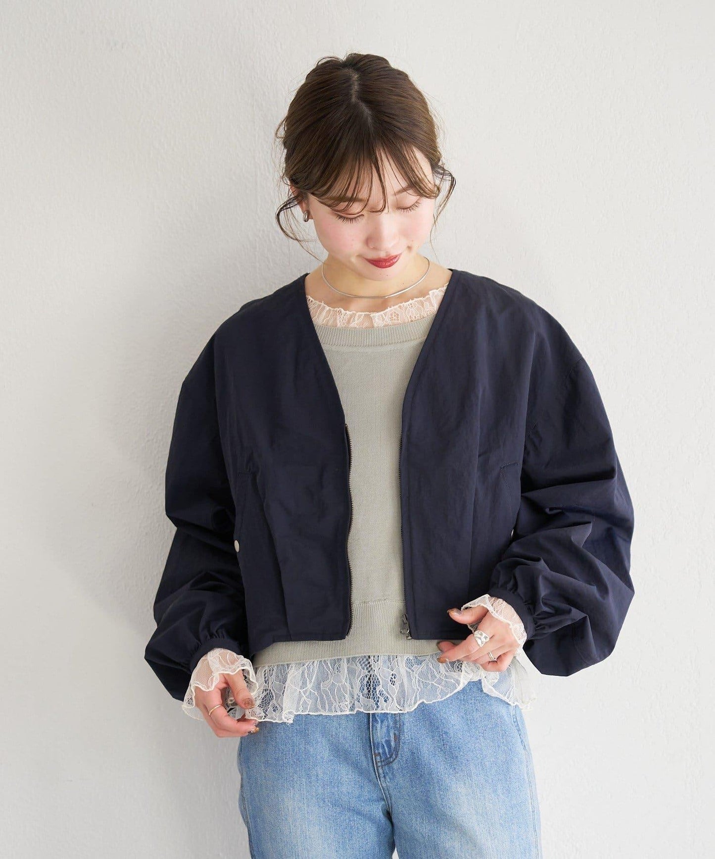 蕾絲拼接 針織上衣 B款