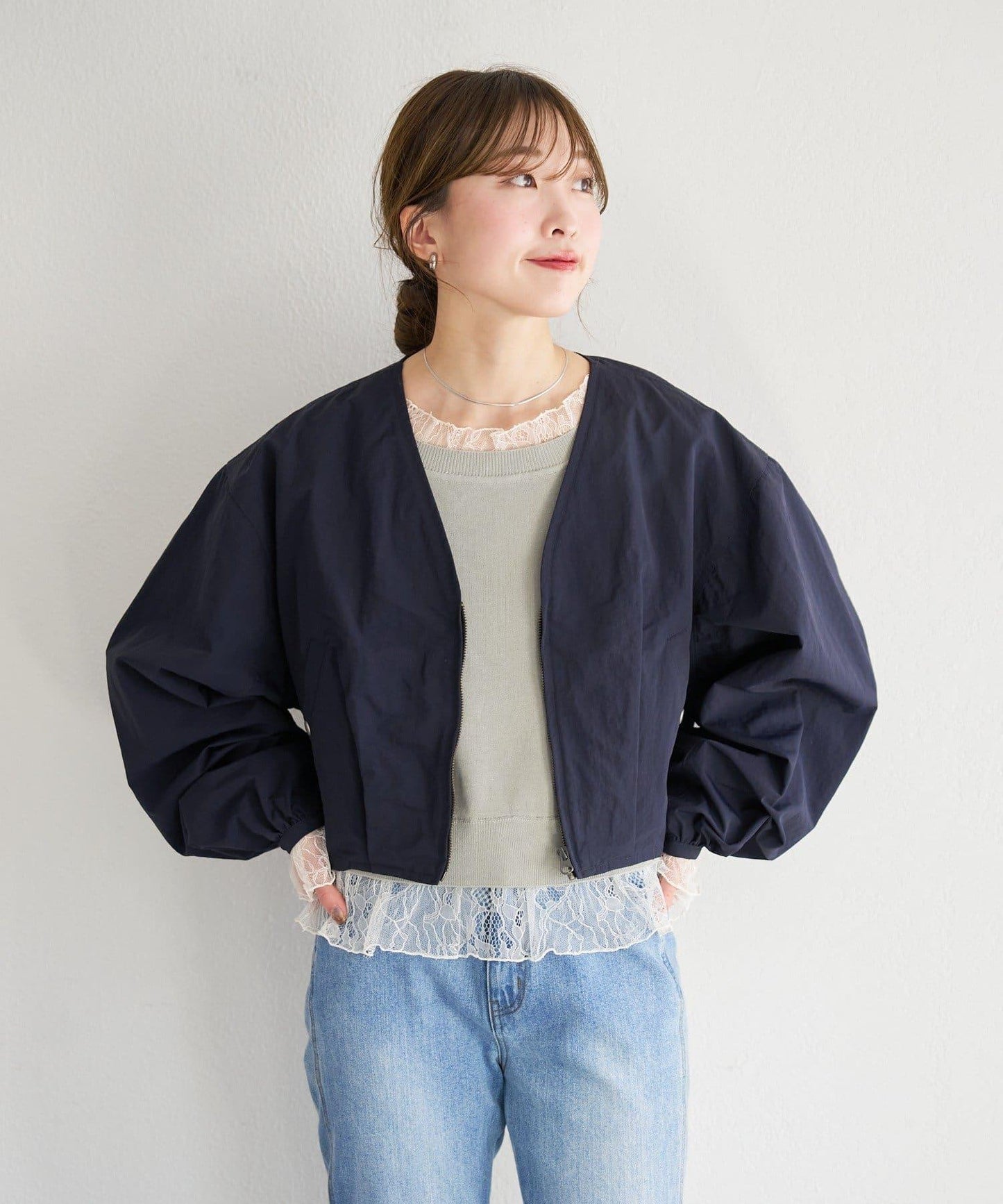 蕾絲拼接 針織上衣 B款