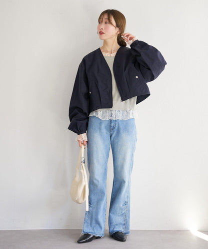 無領設計 尼龍 夾克 B款