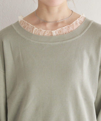 蕾絲拼接 針織上衣 B款