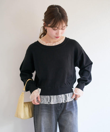 蕾絲拼接 針織上衣 B款