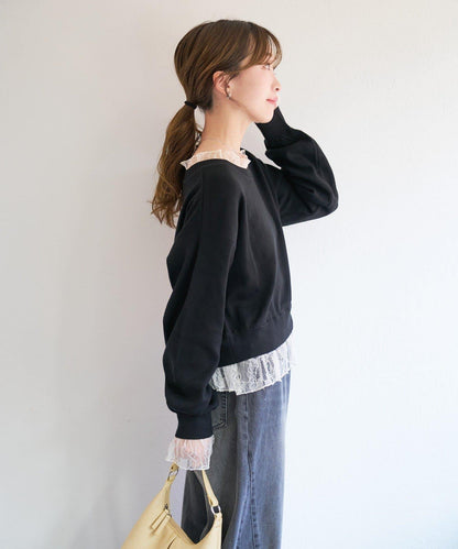 蕾絲拼接 針織上衣 B款