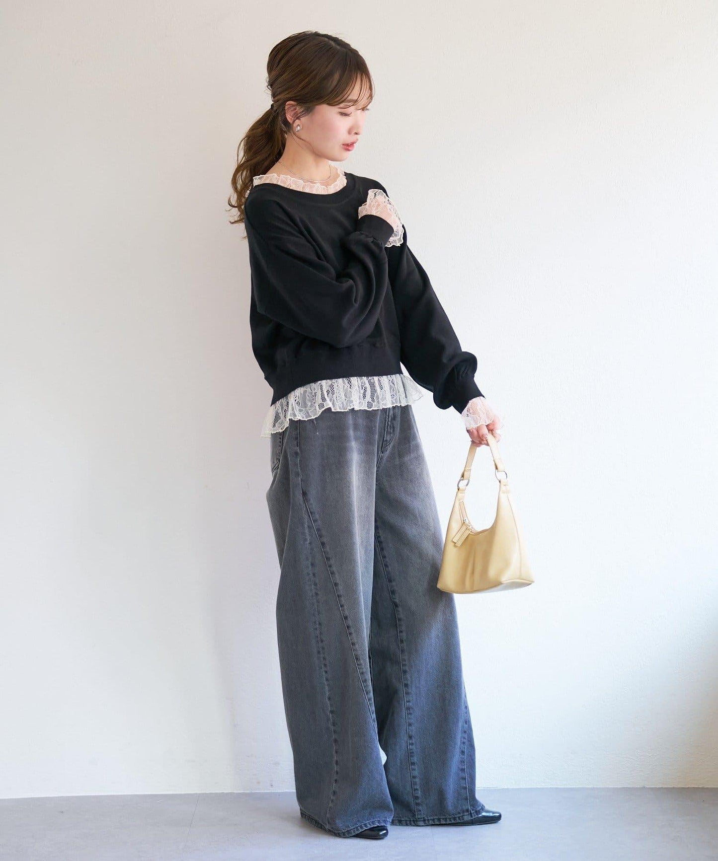 蕾絲拼接 針織上衣 B款