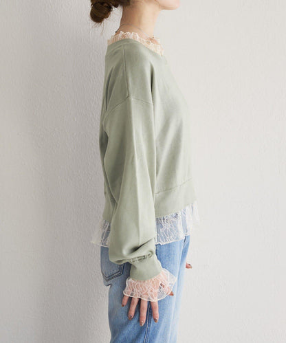 蕾絲拼接 針織上衣 B款