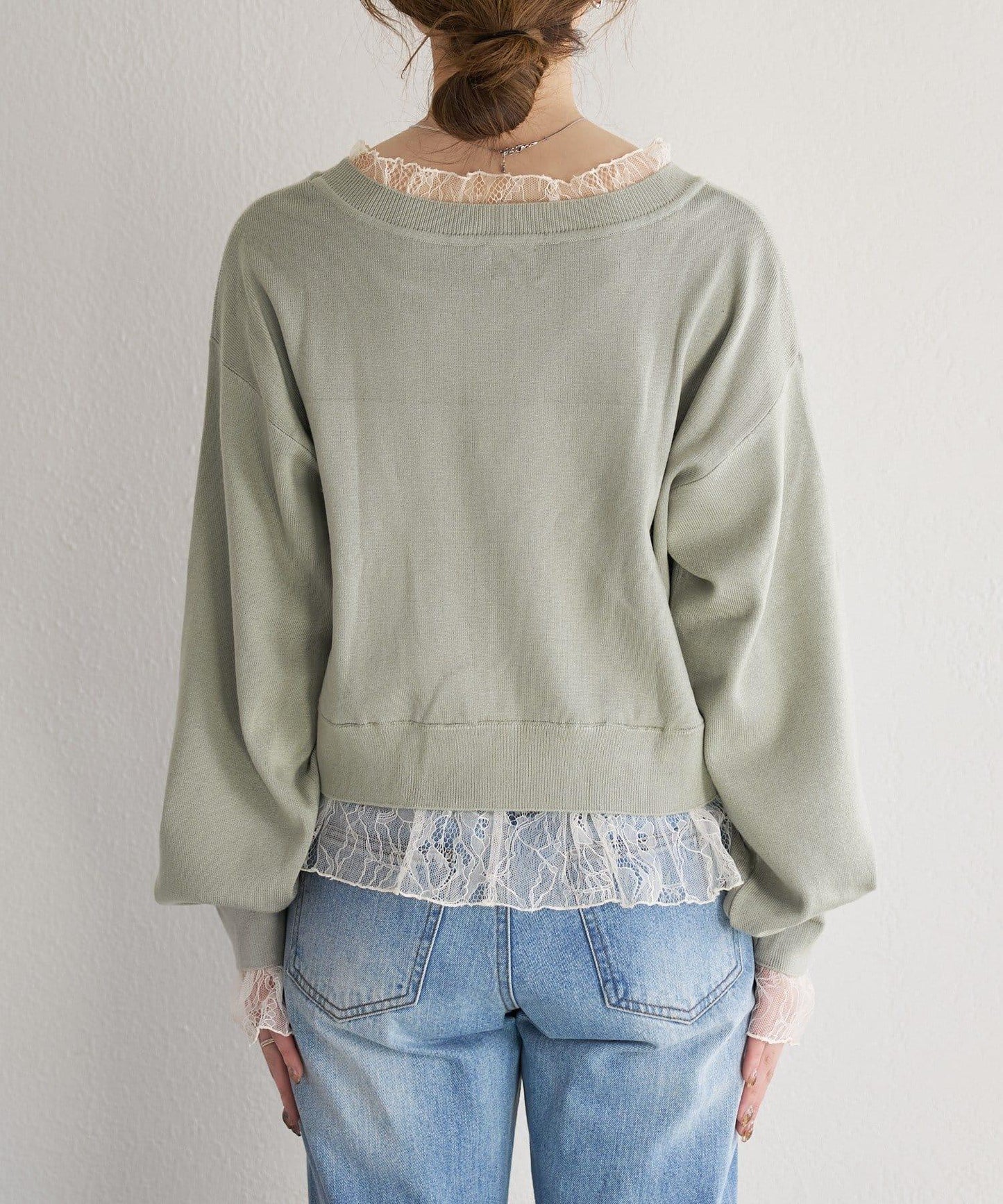 蕾絲拼接 針織上衣 B款