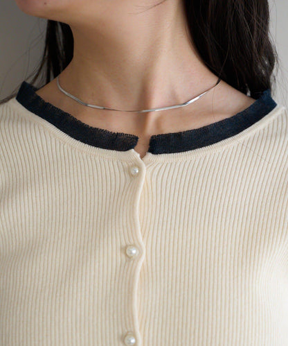 珍珠紐扣荷葉邊針織開衫