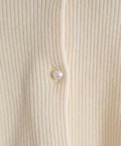 珍珠紐扣荷葉邊針織開衫