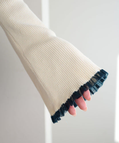 珍珠紐扣荷葉邊針織開衫