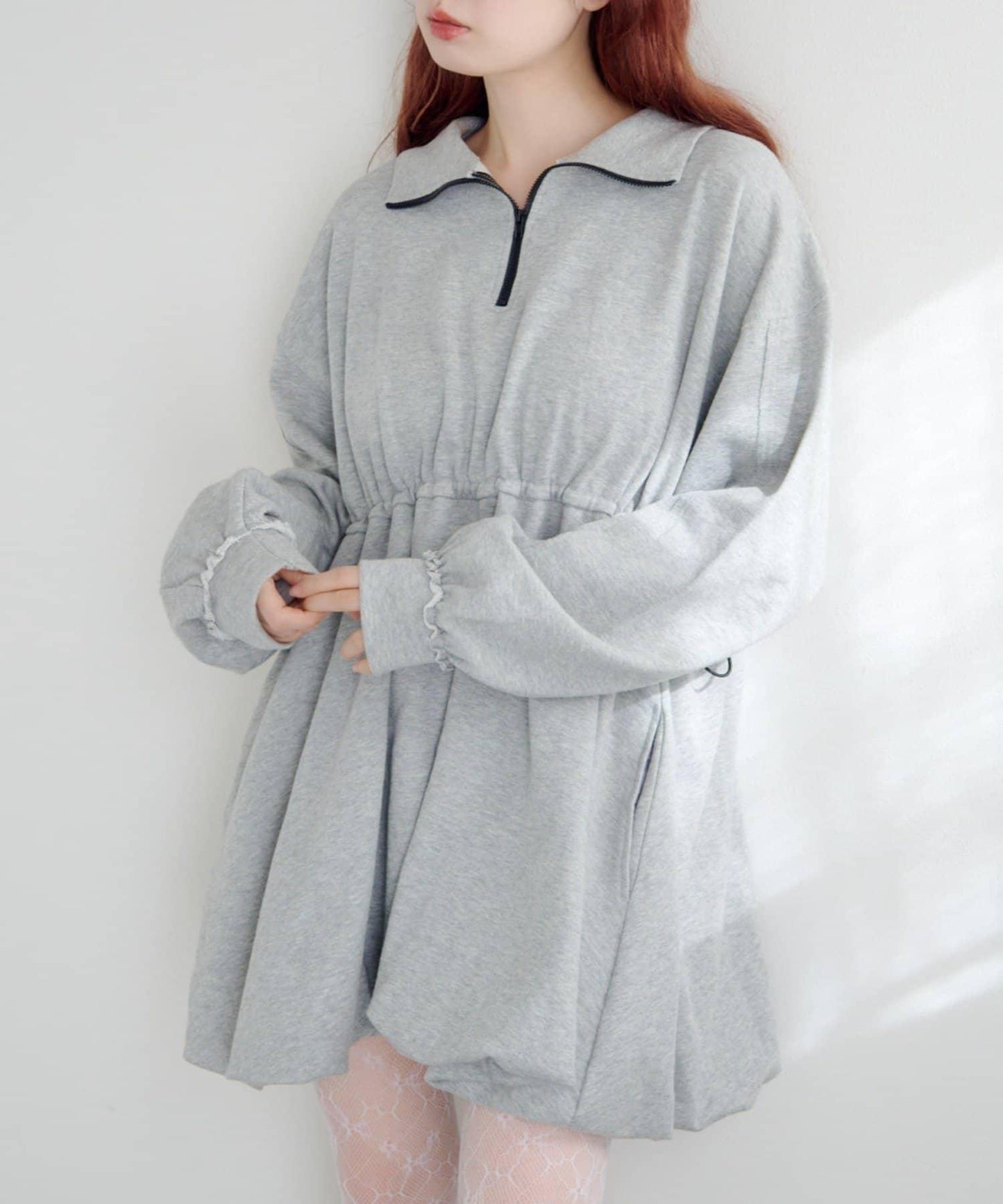 衛衣材質 泡泡廓形 迷你連衣裙