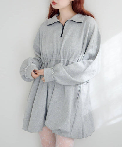 衛衣材質 泡泡廓形 迷你連衣裙