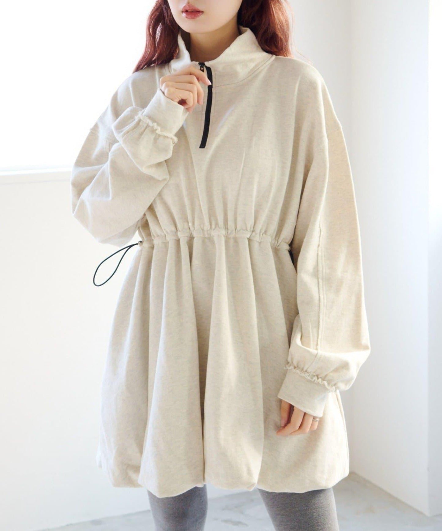 衛衣材質 泡泡廓形 迷你連衣裙