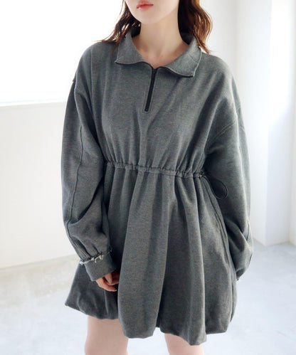 衛衣材質 泡泡廓形 迷你連衣裙