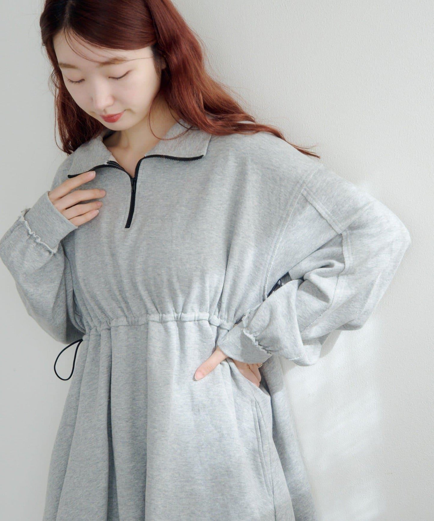 衛衣材質 泡泡廓形 迷你連衣裙