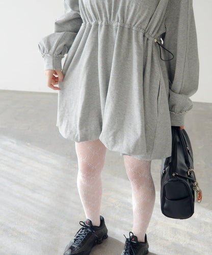 衛衣材質 泡泡廓形 迷你連衣裙