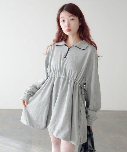 衛衣材質 泡泡廓形 迷你連衣裙