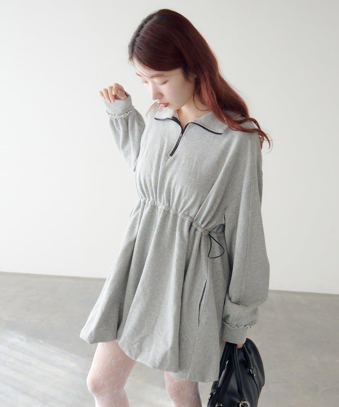 衛衣材質 泡泡廓形 迷你連衣裙