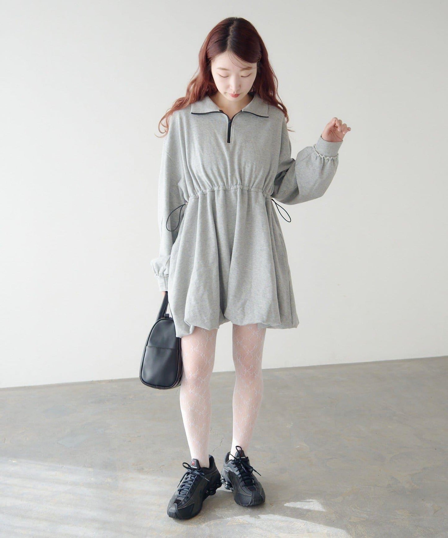 衛衣材質 泡泡廓形 迷你連衣裙