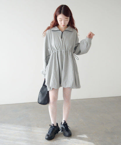 衛衣材質 泡泡廓形 迷你連衣裙