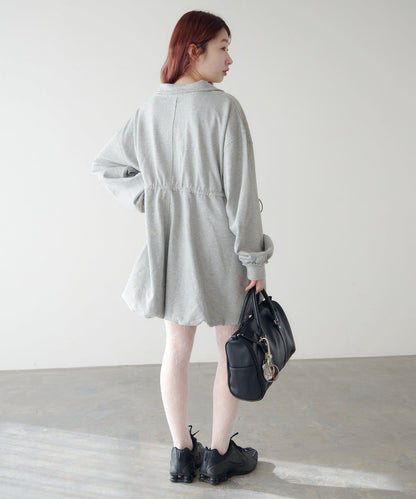 衛衣材質 泡泡廓形 迷你連衣裙