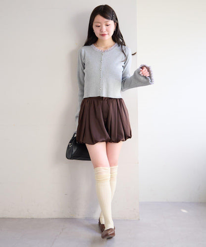 珍珠紐扣荷葉邊針織開衫