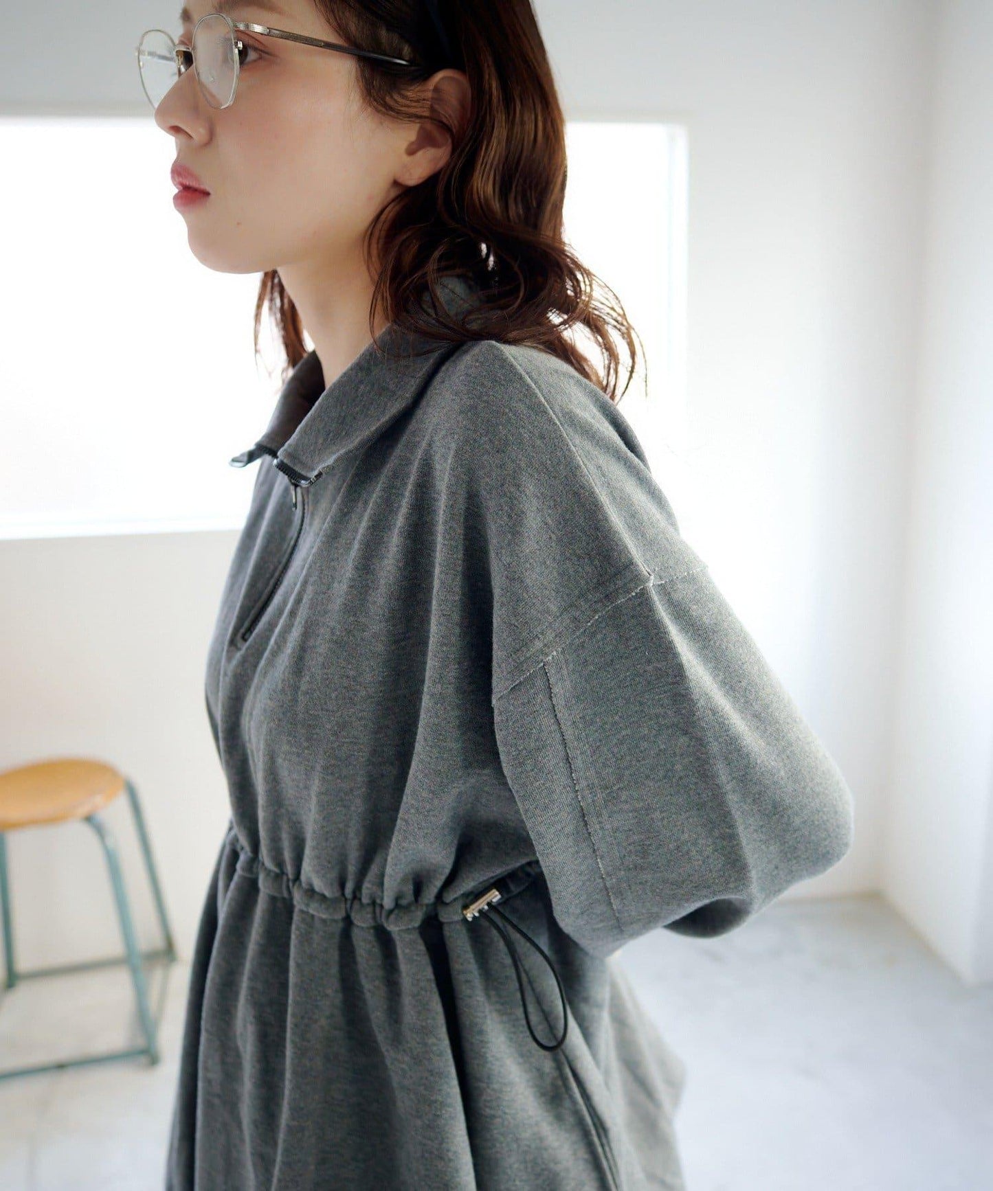 衛衣材質 泡泡廓形 迷你連衣裙