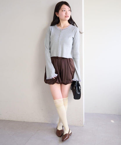 珍珠紐扣荷葉邊針織開衫