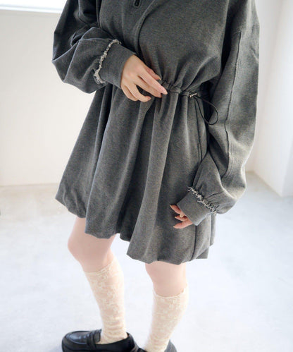 衛衣材質 泡泡廓形 迷你連衣裙