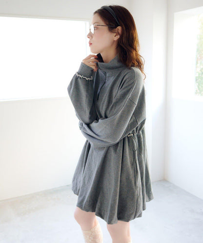 衛衣材質 泡泡廓形 迷你連衣裙