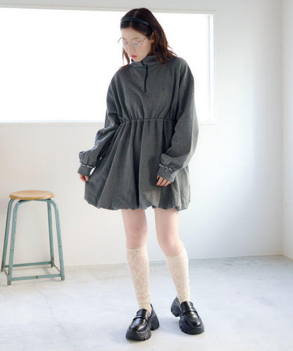 衛衣材質 泡泡廓形 迷你連衣裙