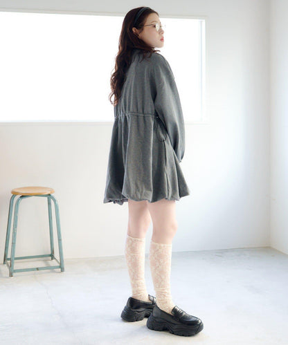 衛衣材質 泡泡廓形 迷你連衣裙