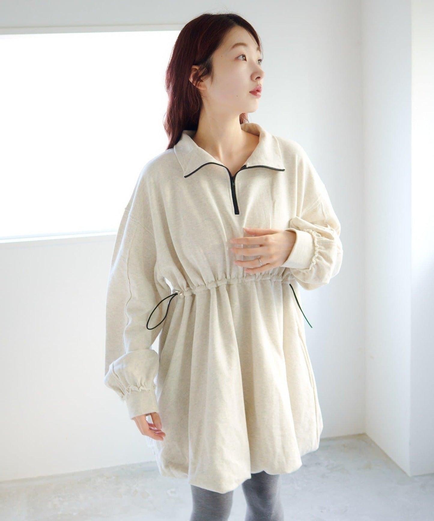 衛衣材質 泡泡廓形 迷你連衣裙