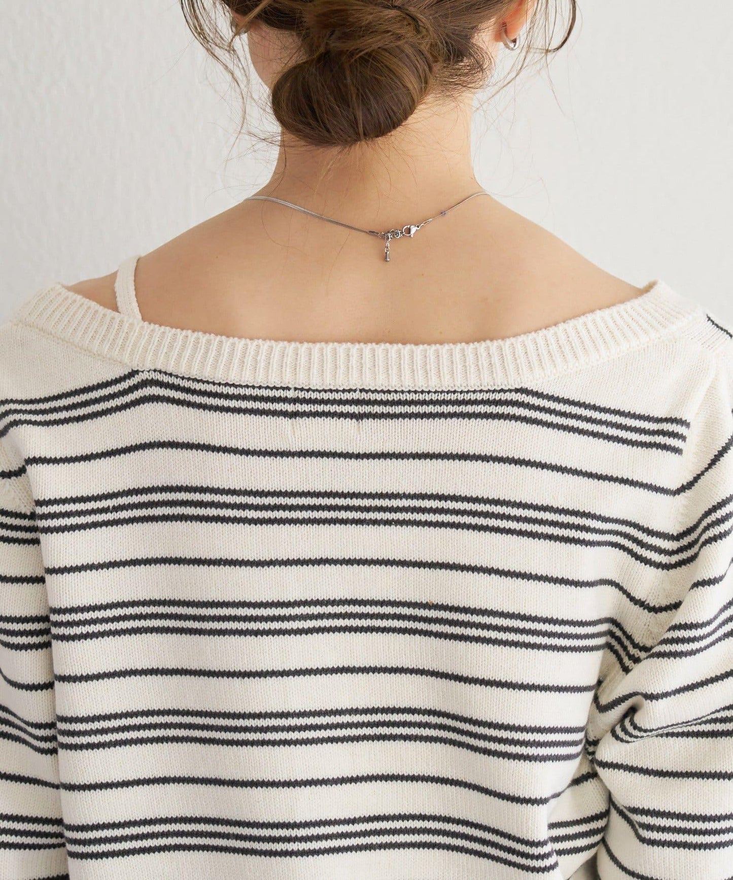 B 條紋做舊 針織開衫 B款