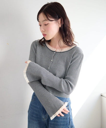 珍珠紐扣荷葉邊針織開衫