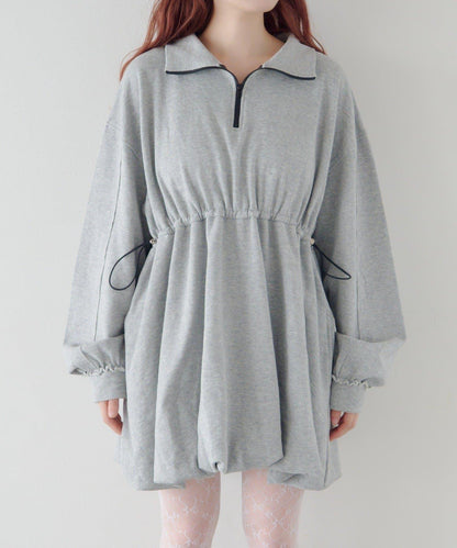 衛衣材質 泡泡廓形 迷你連衣裙