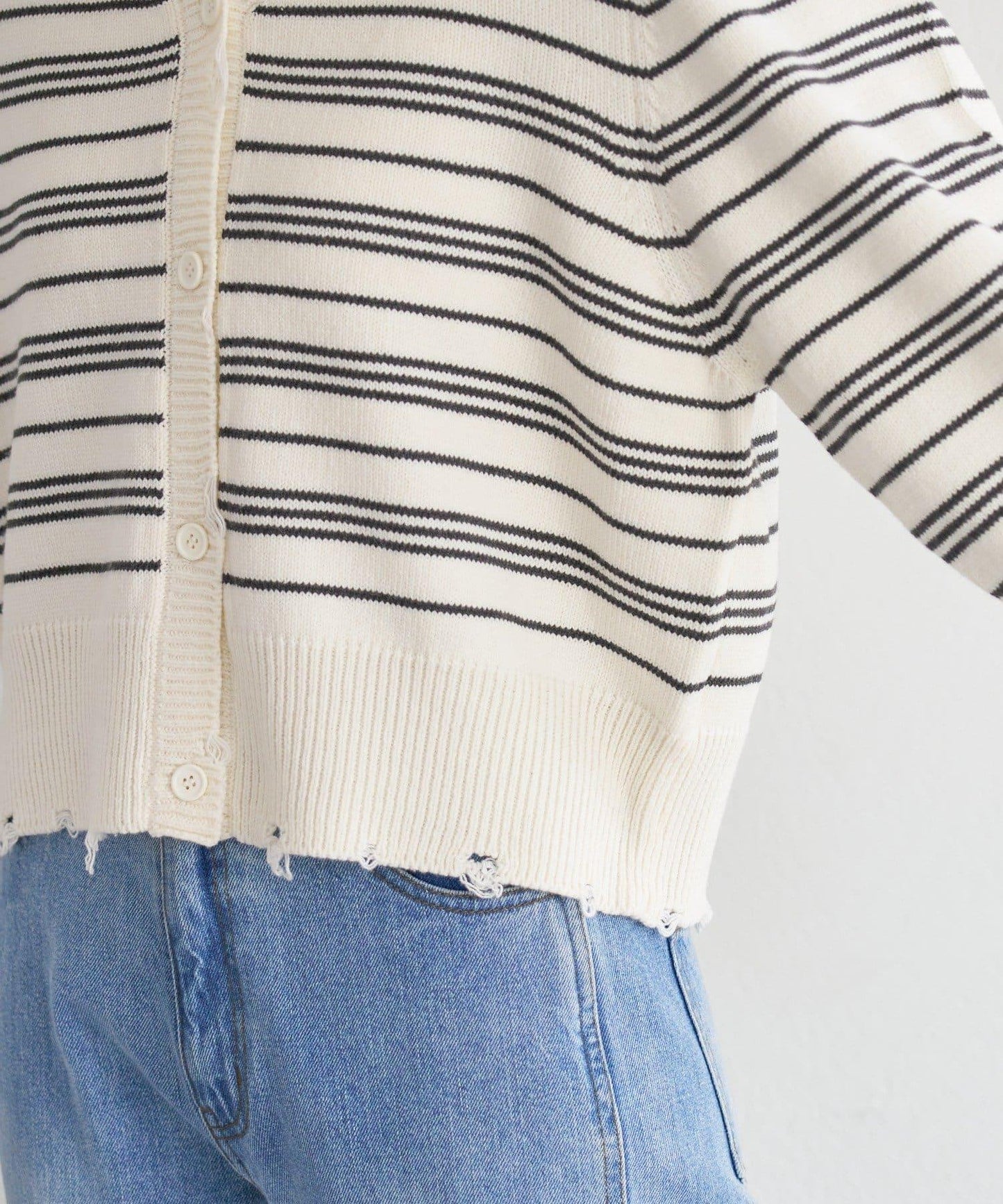B 條紋做舊 針織開衫 B款