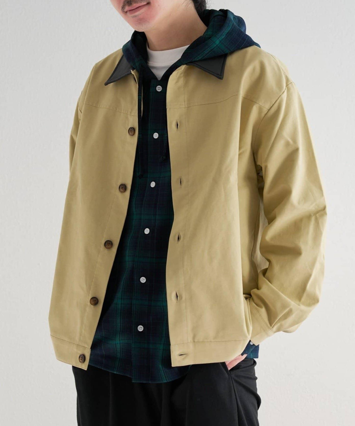 中性款 BM 皮革領短外套