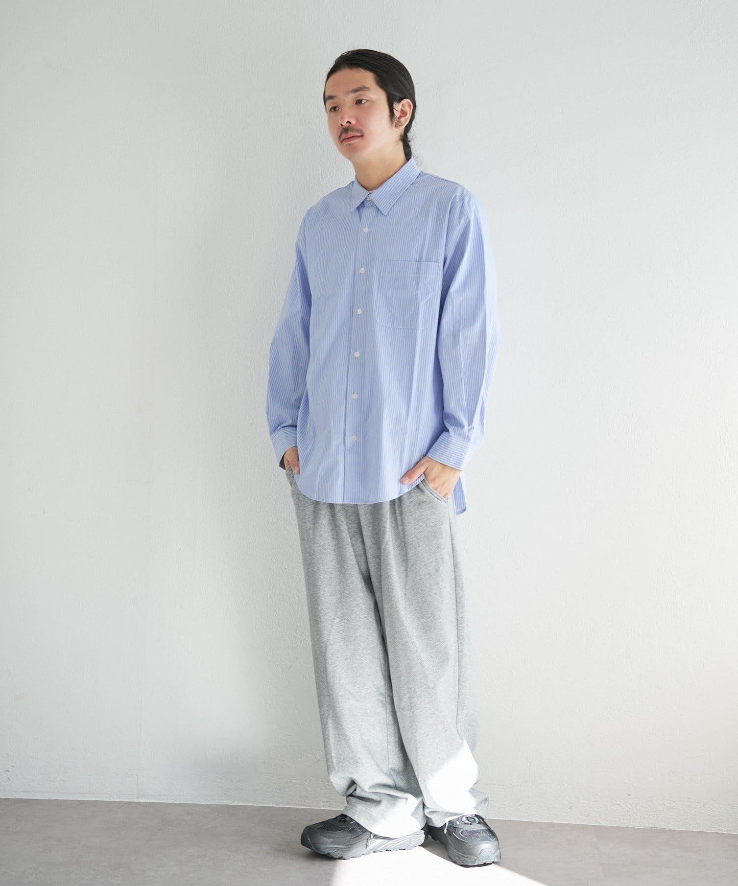 中性款 條紋 圓領襯衫 BM