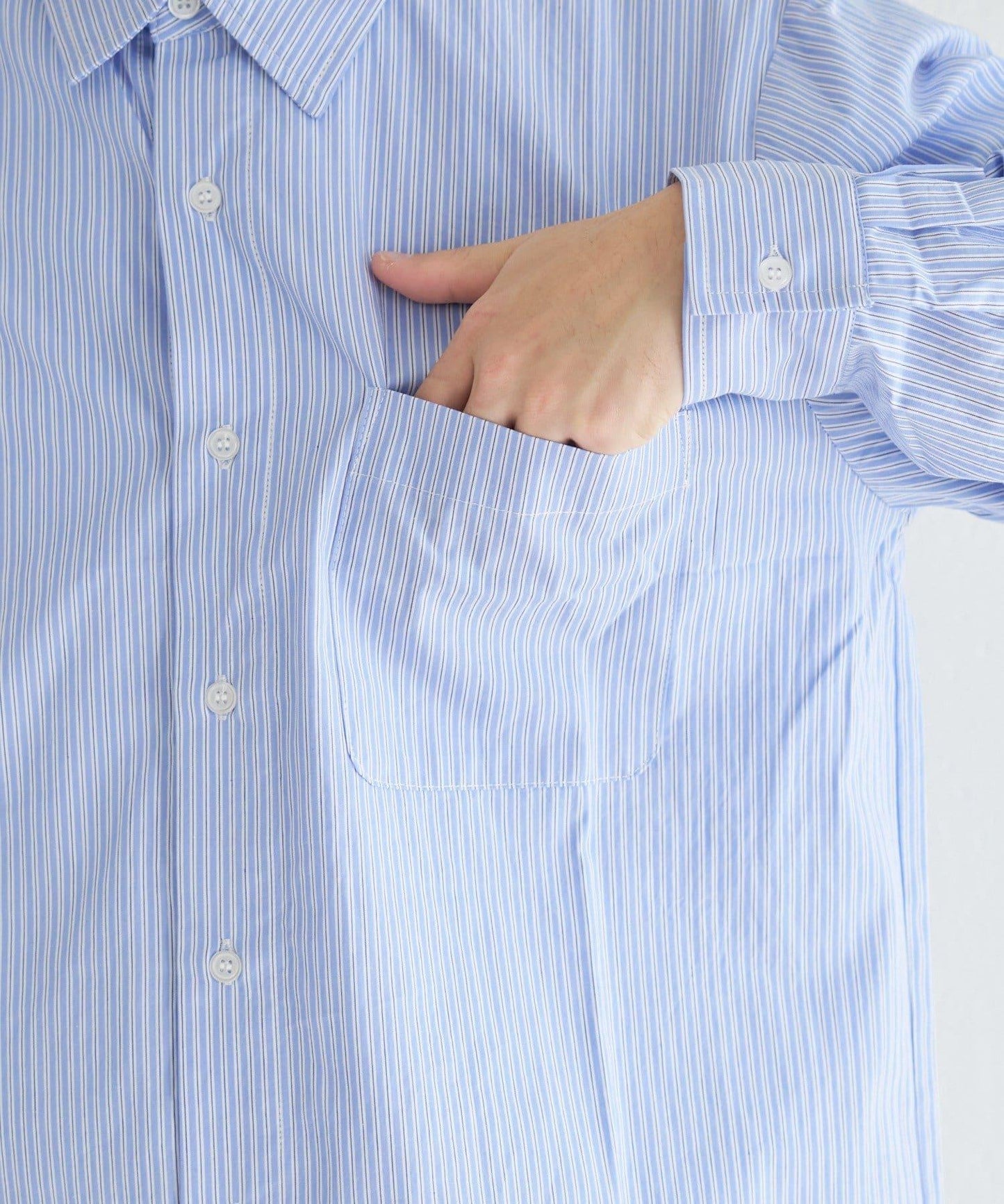 中性款 條紋 圓領襯衫 BM