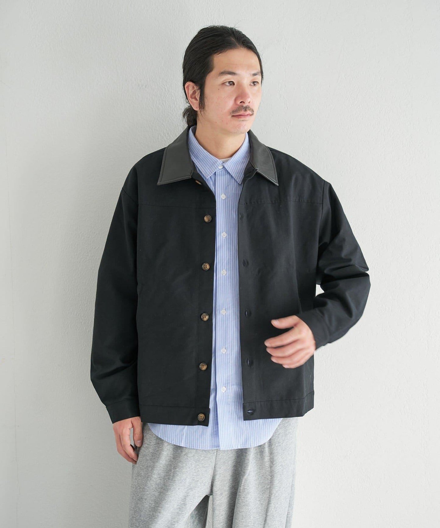 中性款 條紋 圓領襯衫 BM