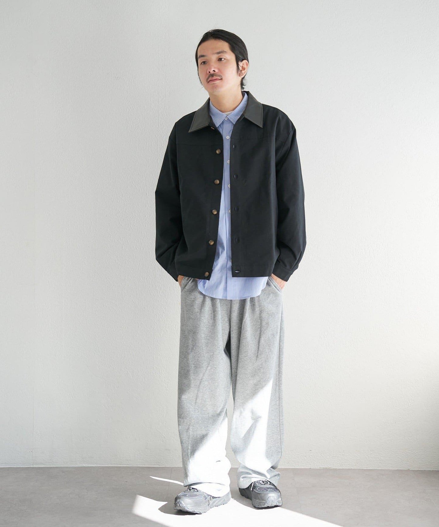 中性款 BM 皮革領短外套