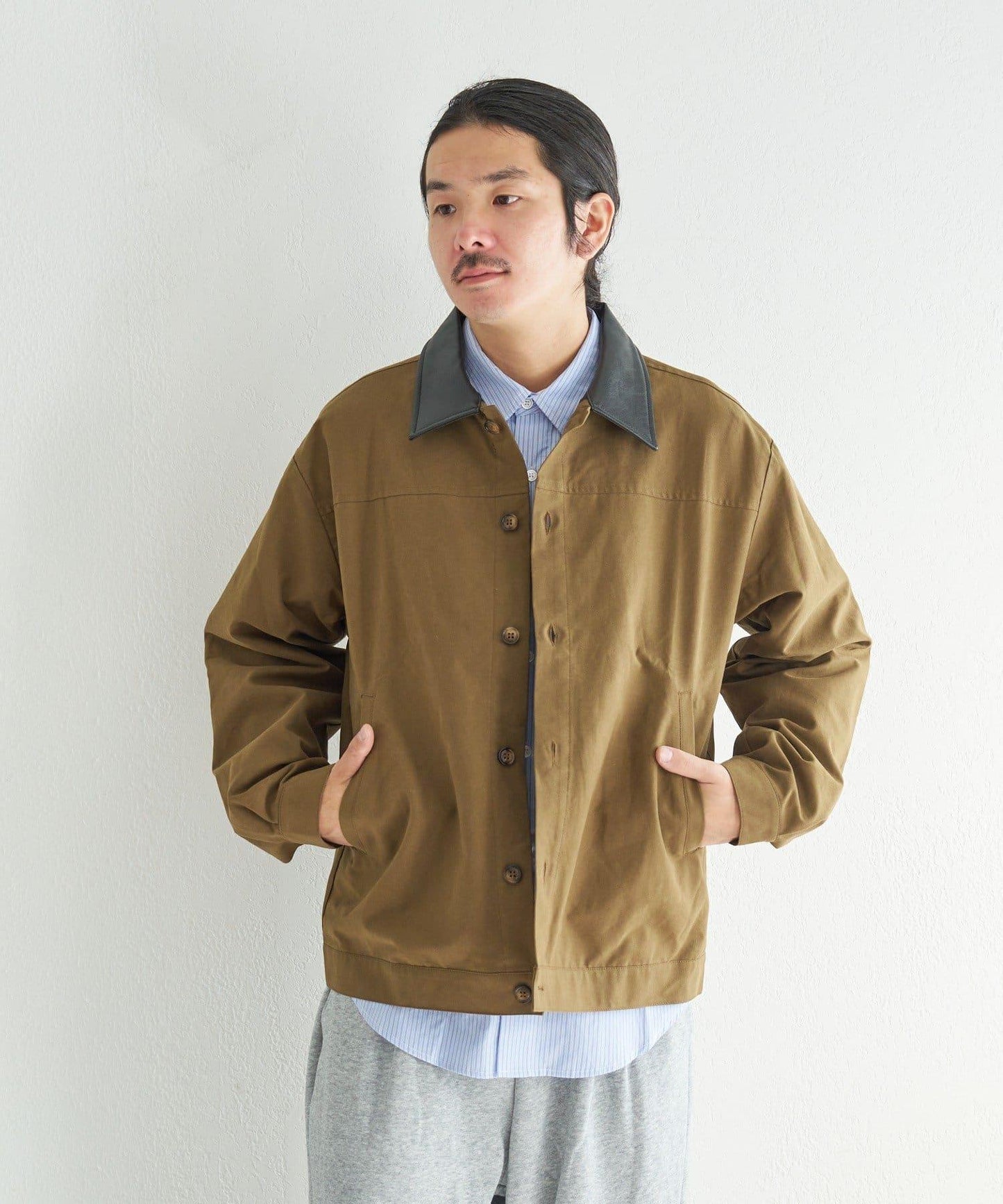 中性款 條紋 圓領襯衫 BM