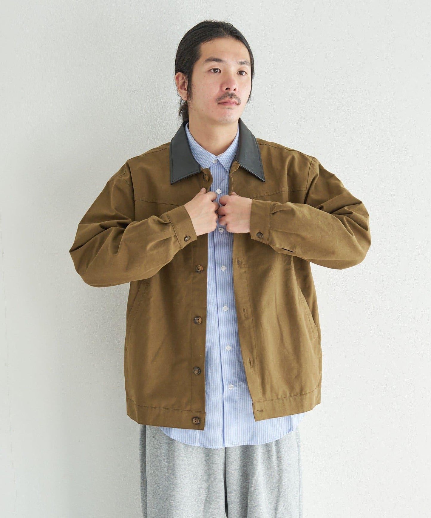 中性款 條紋 圓領襯衫 BM