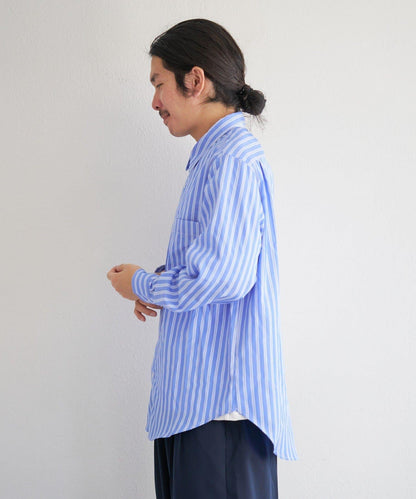 中性款 條紋 圓領襯衫 BM