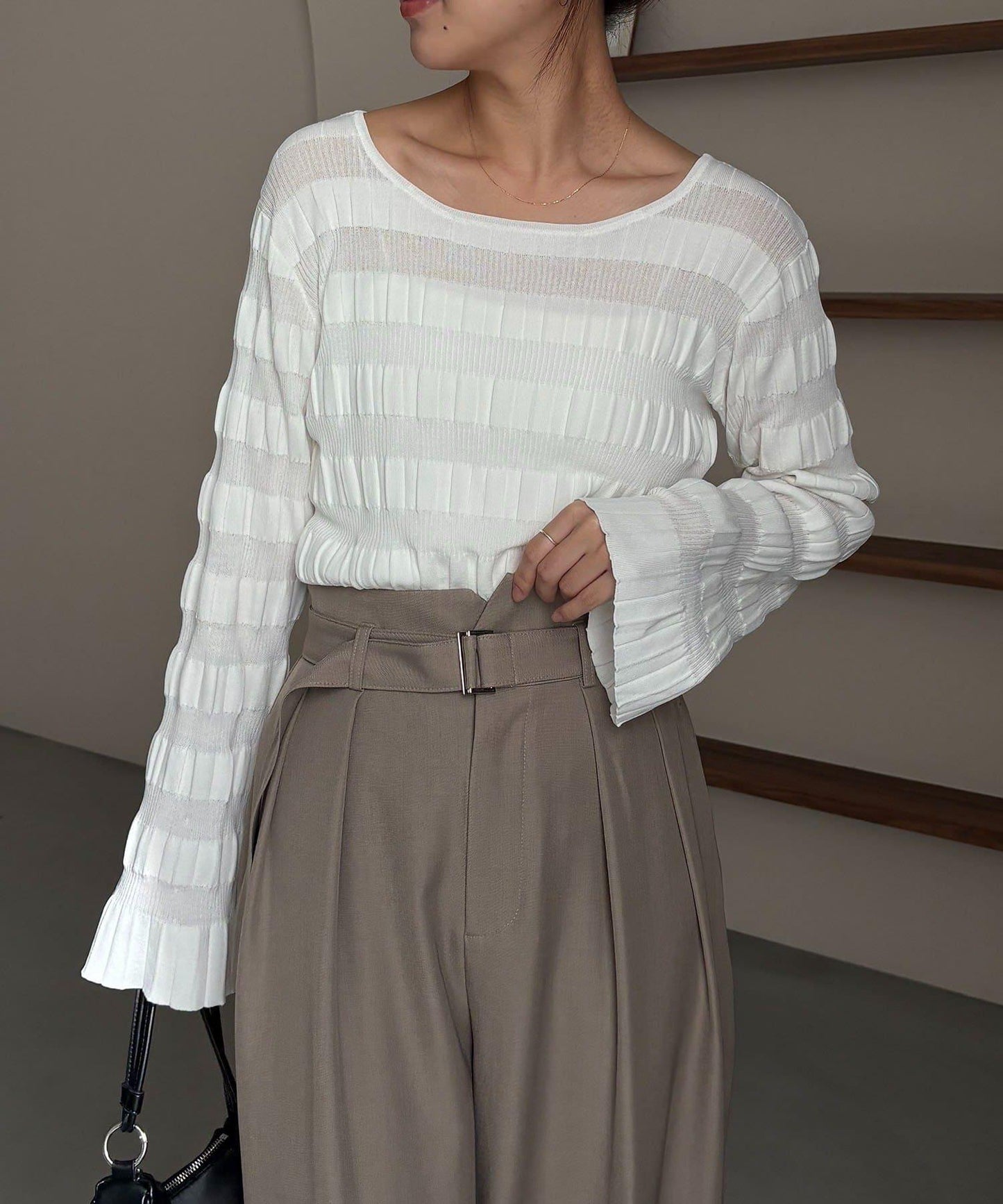 隨機紋理羅紋針織套頭衫