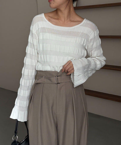 隨機紋理羅紋針織套頭衫