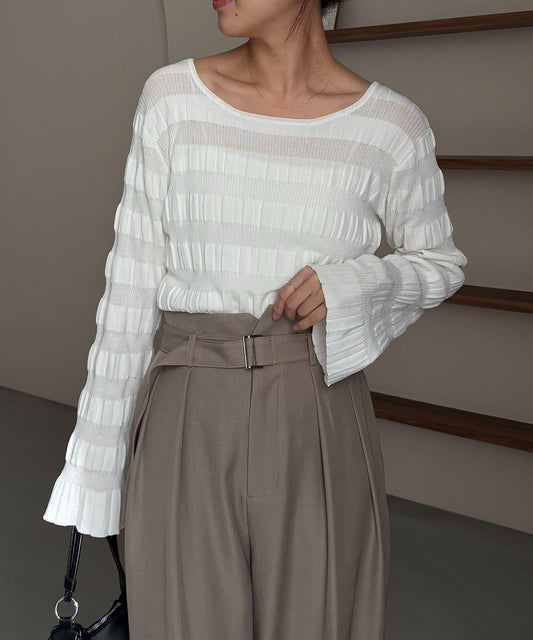 隨機紋理羅紋針織套頭衫