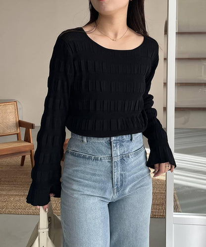 隨機紋理羅紋針織套頭衫