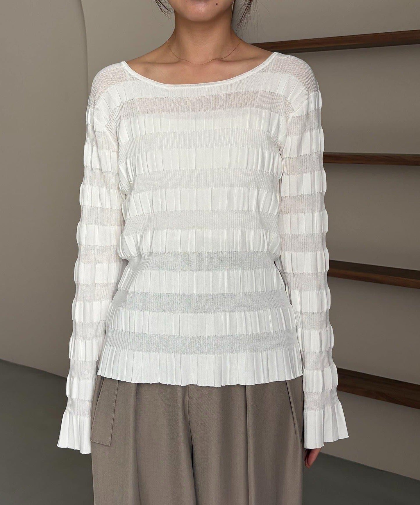 隨機紋理羅紋針織套頭衫