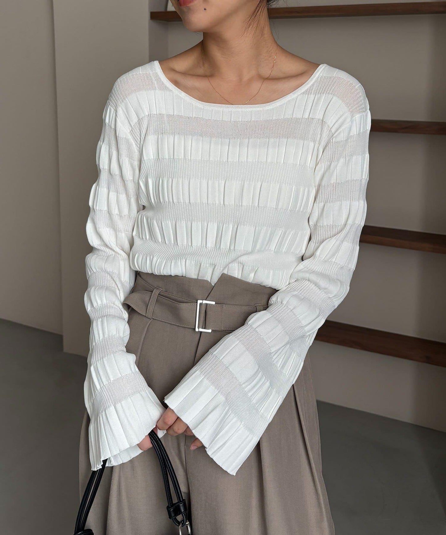 隨機紋理羅紋針織套頭衫